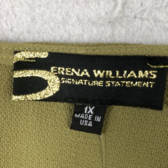 Serena Williams Signature Statement Duster Vest Womens 1X Olive Green Made USA - Picture 6 of 16